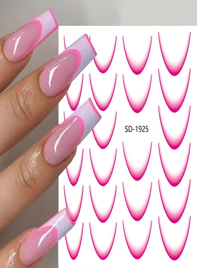 BSBTBZ 12Sheets Gradient French Line Nail Stickers, Colorful Stripes Line Transfer Decals Curved Lines Nail Art Designs Self-Adhesive Nail Tips Guides Fashion Nail Accessories Gel Polish Wraps Stencil Tools - Image 5